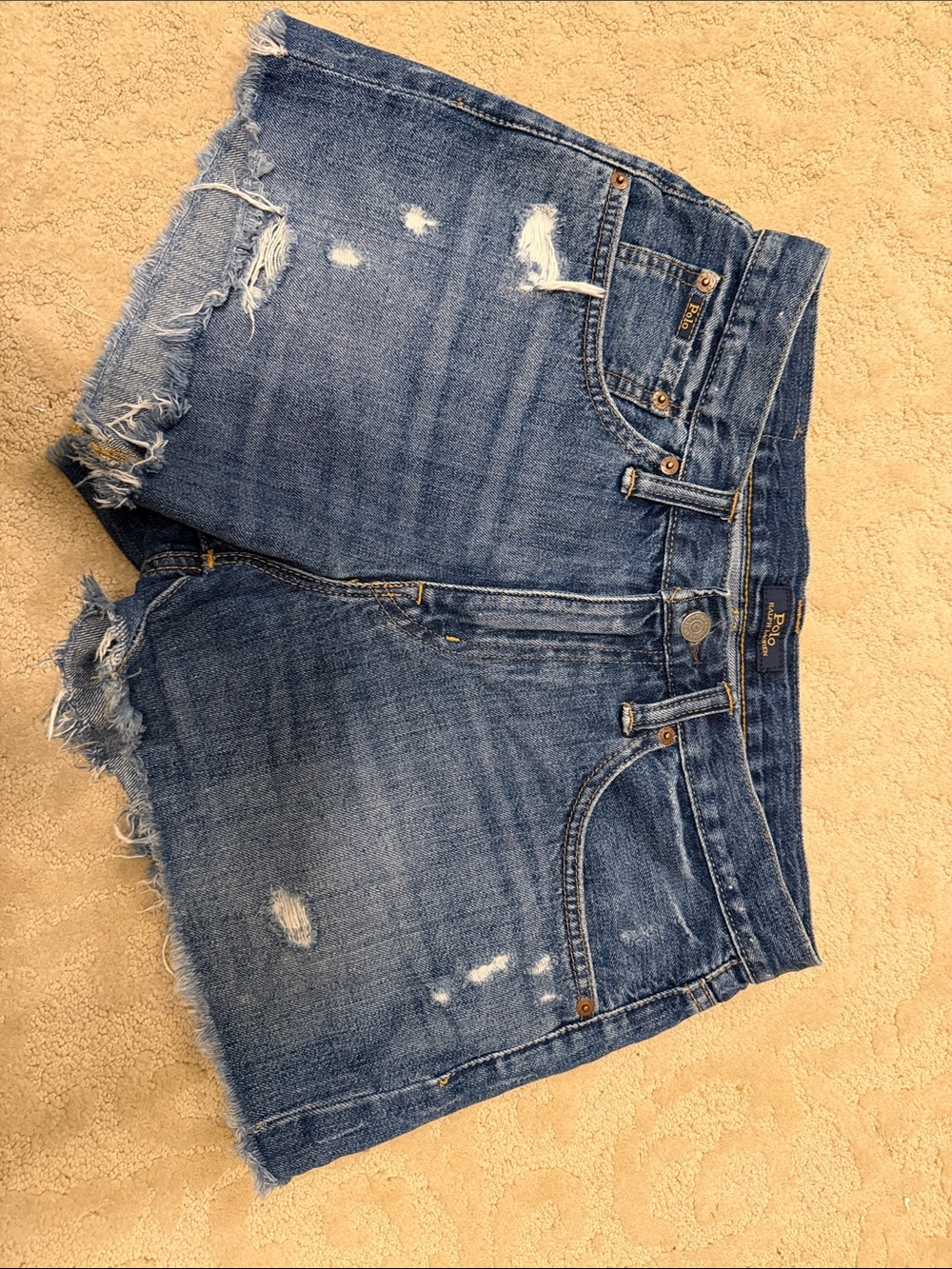 Polo by Ralph Lauren Distressed Blue Denim Cutoff Shorts - Crosby Relaxed Short